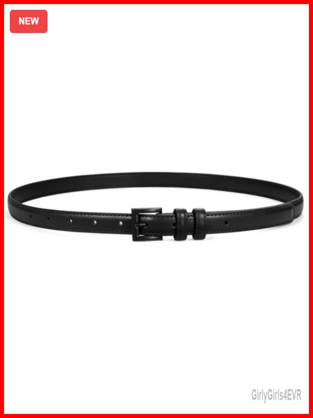 Women's Skinny PU Leather Belt 0.7" Square Buckle Adjustable Thin Waist Belt